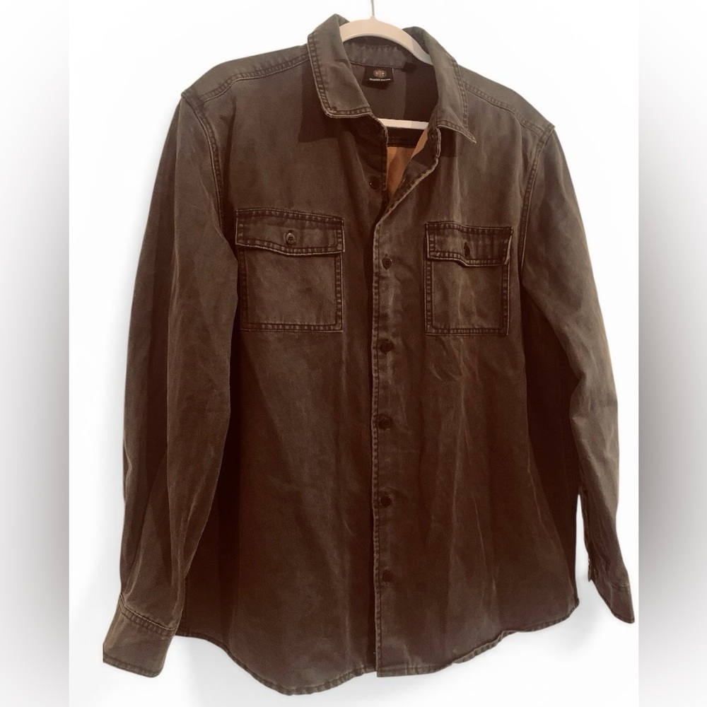 Waxed Outdoor Shirt Jacket Brown Weatherproof Hunting Biker Lined Workwear Large